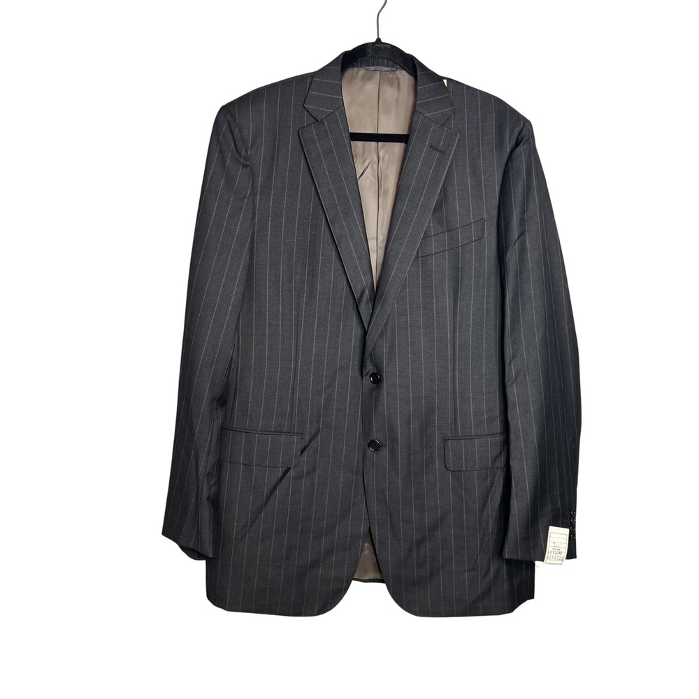 Trussini‎ Linea Nuova 46 XLong Gray Pinstripe Wool Suit Blazer Jacket Italy NEW